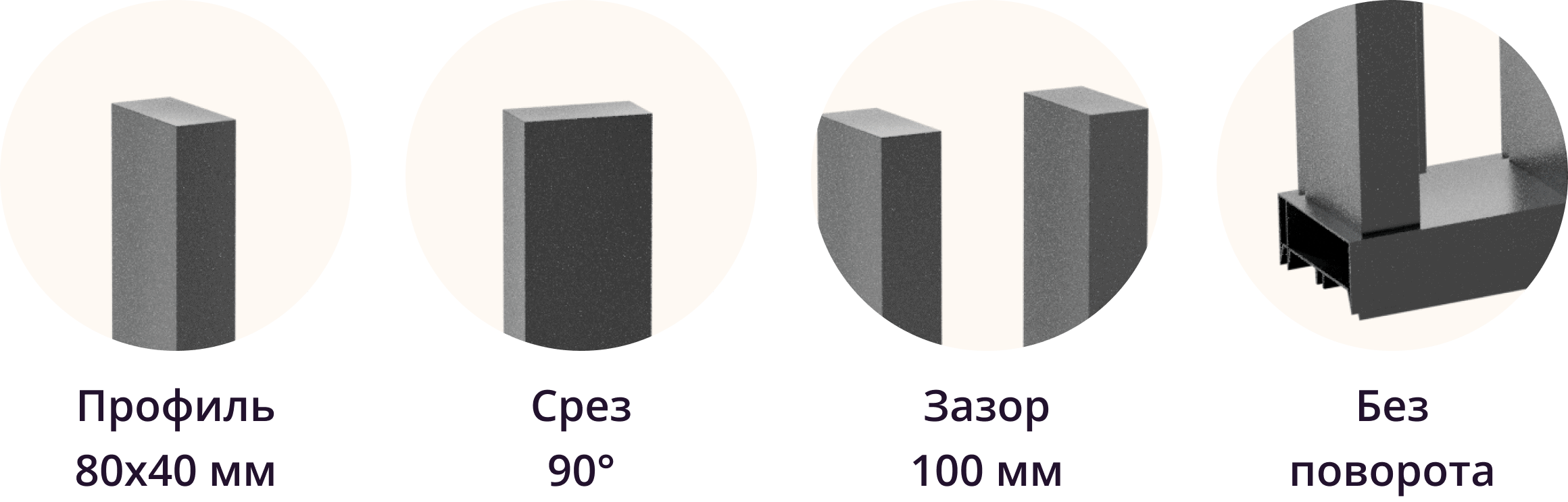 Алюминиевый забор ФОРПОСТ | 80×40 мм | зазор 100 мм | срез 90°